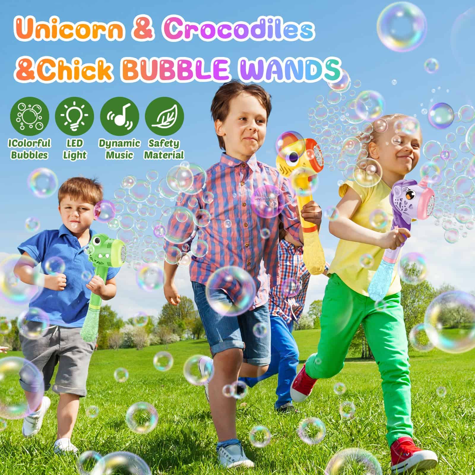 VATOS 3PCS Varitas de Burbujas Automáticas, Máquina de - Imagen 3