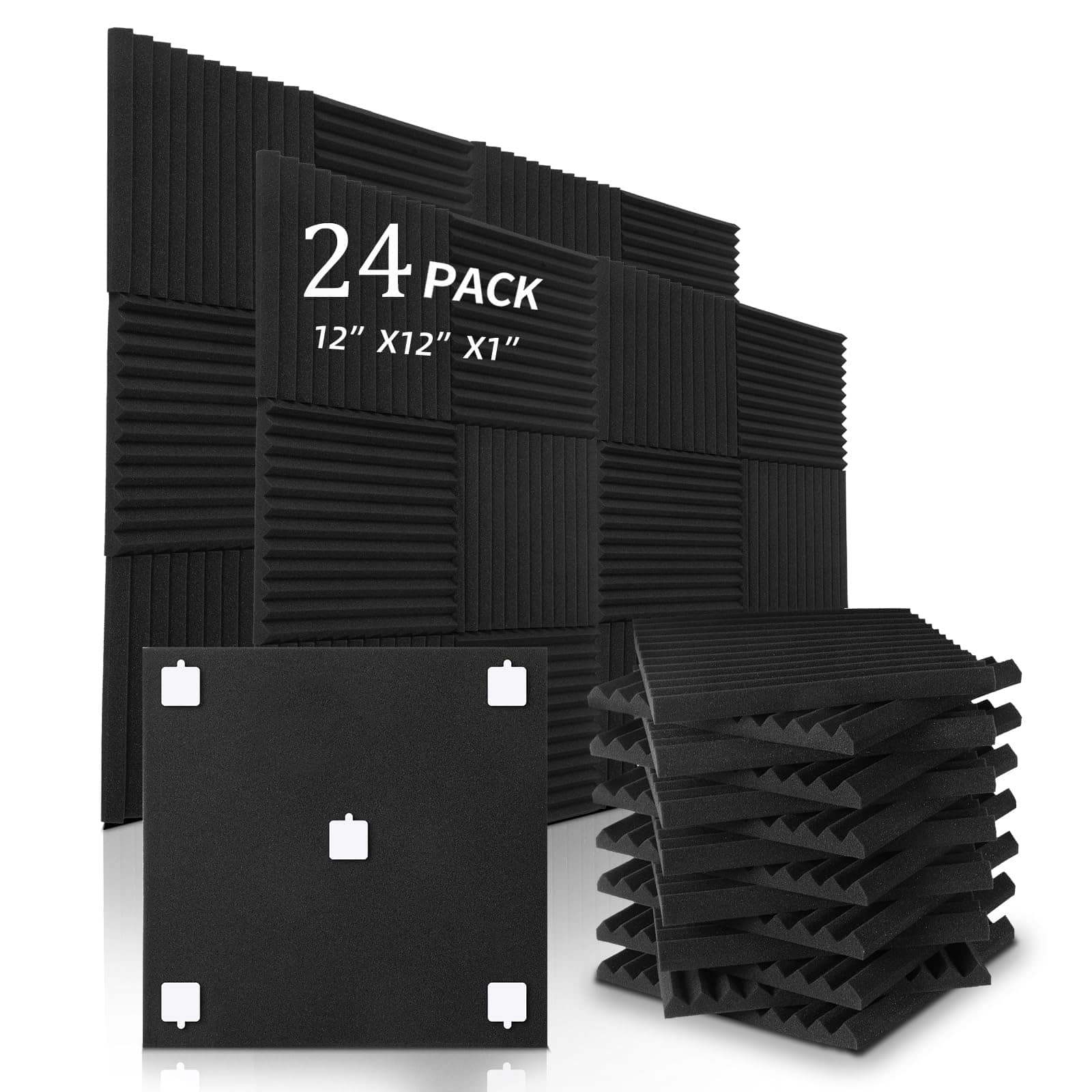 24 Paneles de Espuma Acústica 12 x 12 x 1 Pulgadas, Espuma