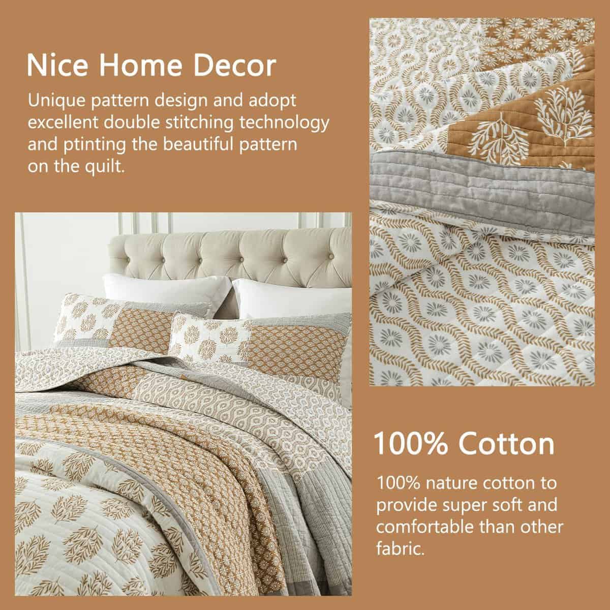 Colcha Queen Size de Finlonte, Juego de Edredón de Algodón - Imagen 6