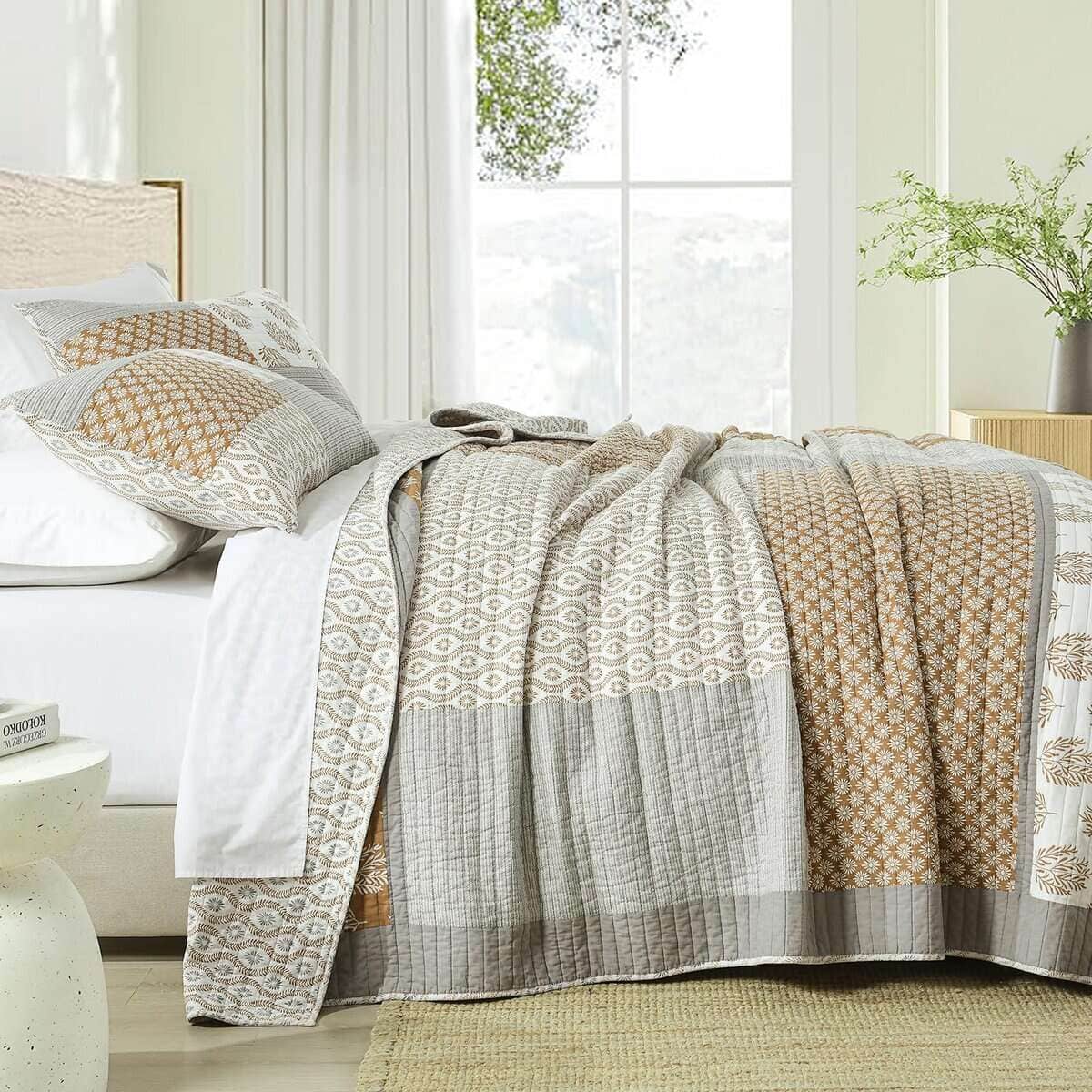 Colcha Queen Size de Finlonte, Juego de Edredón de Algodón - Imagen 4