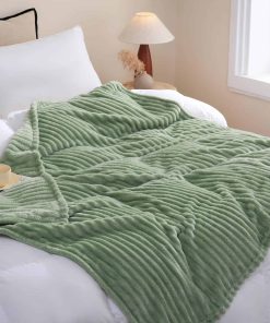 Manta de forro polar verde salvia de Linecooo 108��90� para