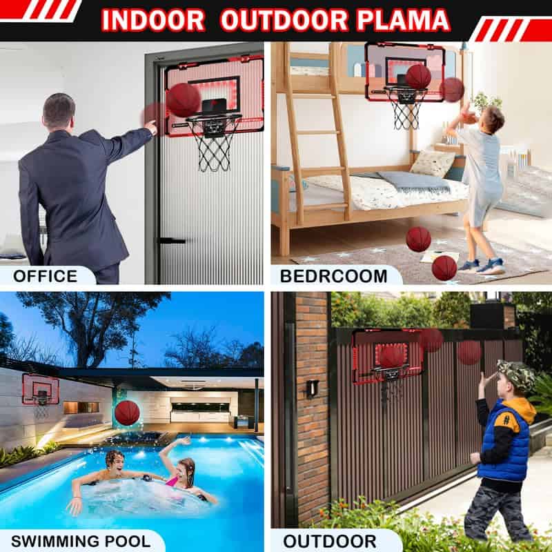 Canasta de Baloncesto Interior para Niños con Canasta LED y - Imagen 7