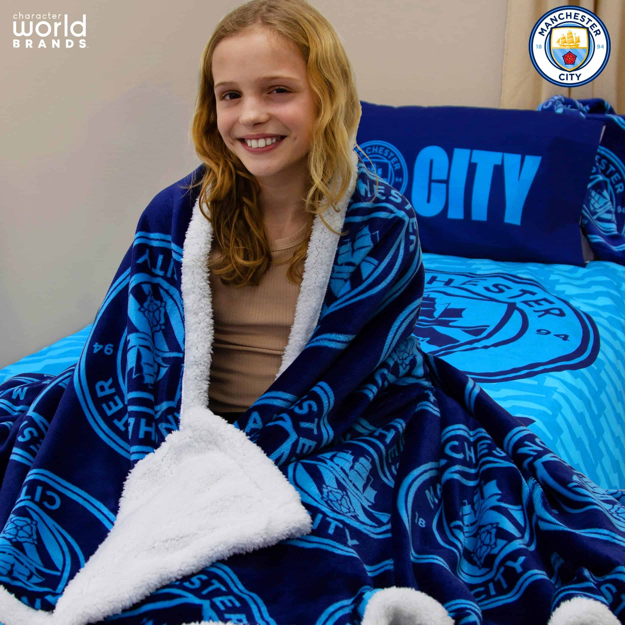 Manta de Felpa Sherpa Oficial del Manchester City FC | - Imagen 6