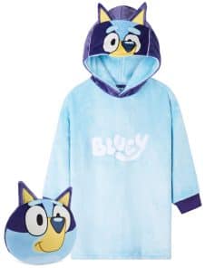 Manta con capucha Bluey para niños, acogedora manta
