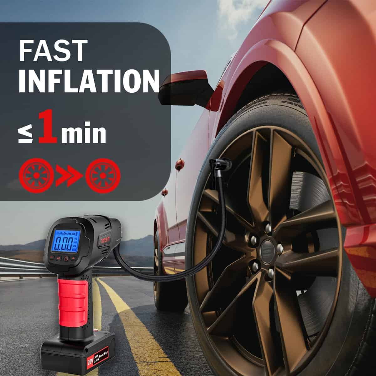 Inflador de neumáticos TONSIM 20V Compresor de aire - Imagen 3