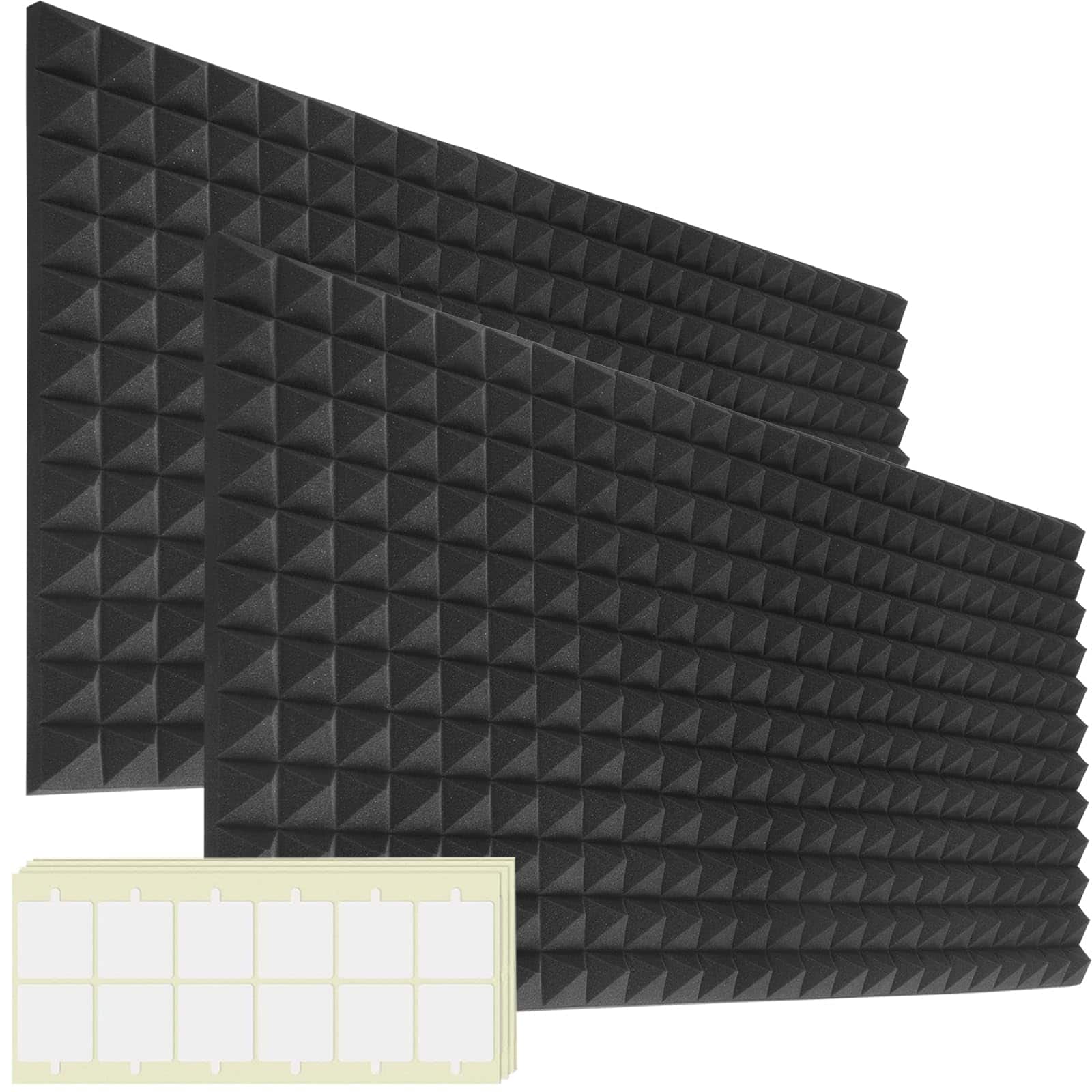 Paquete de 2 Paneles de Espuma Acústica Negra, 48x24x2