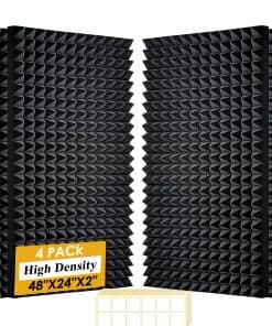Panel de Espuma Acústica Negra, 4 Piezas, 48x24x2 Pulgadas,
