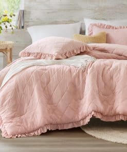Juego de Ropa de Cama con Volantes en Rosa, Edredón de