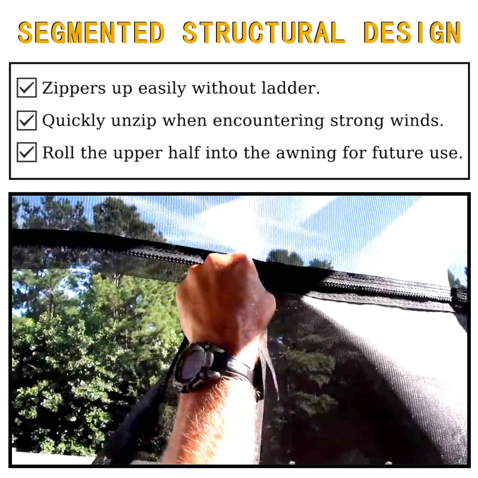 Toldo para sombra de toldo de RV con cremallera 9' X 16' - Imagen 5