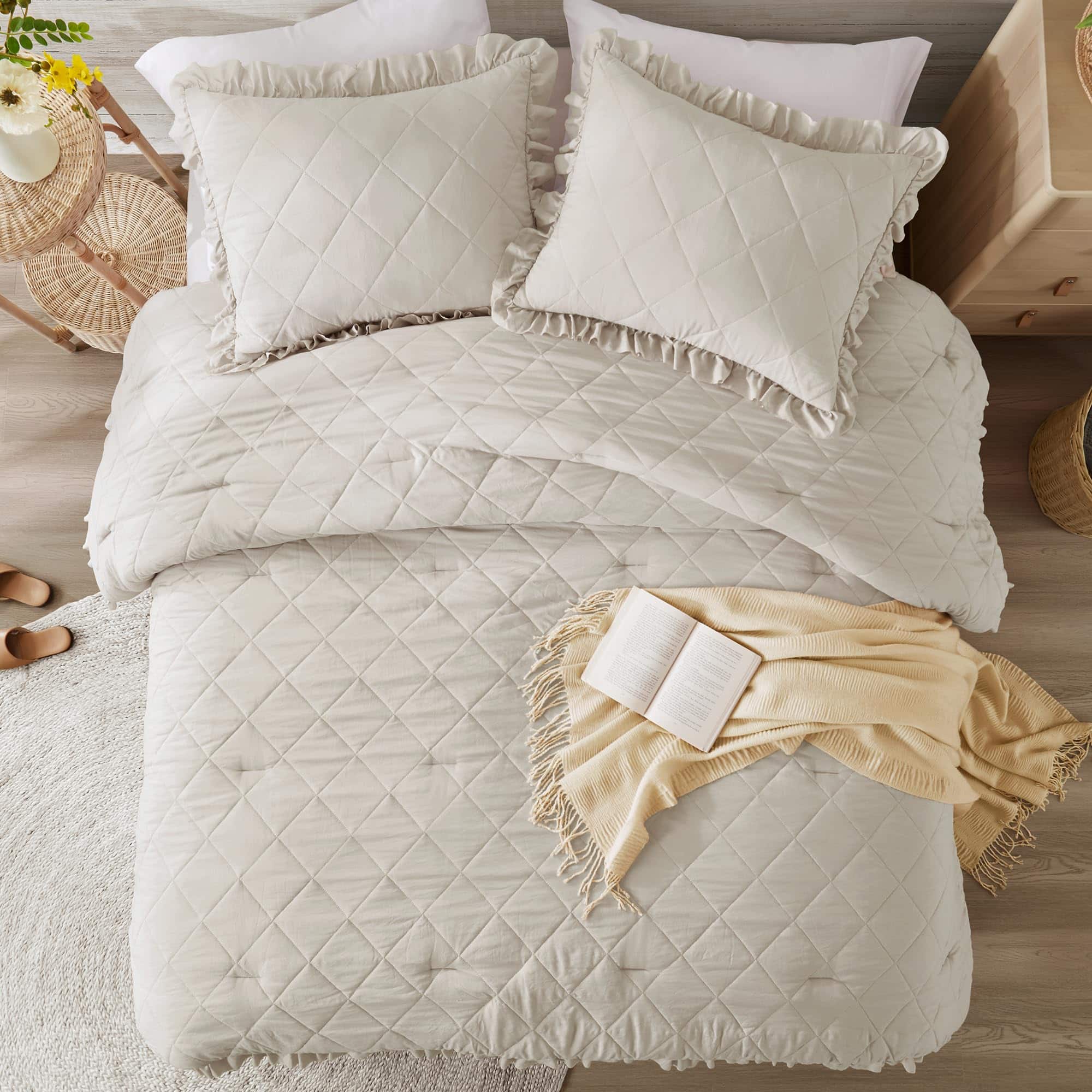 Juego de Ropa de Cama con Volantes, Edredón de Tamaño Queen - Imagen 4