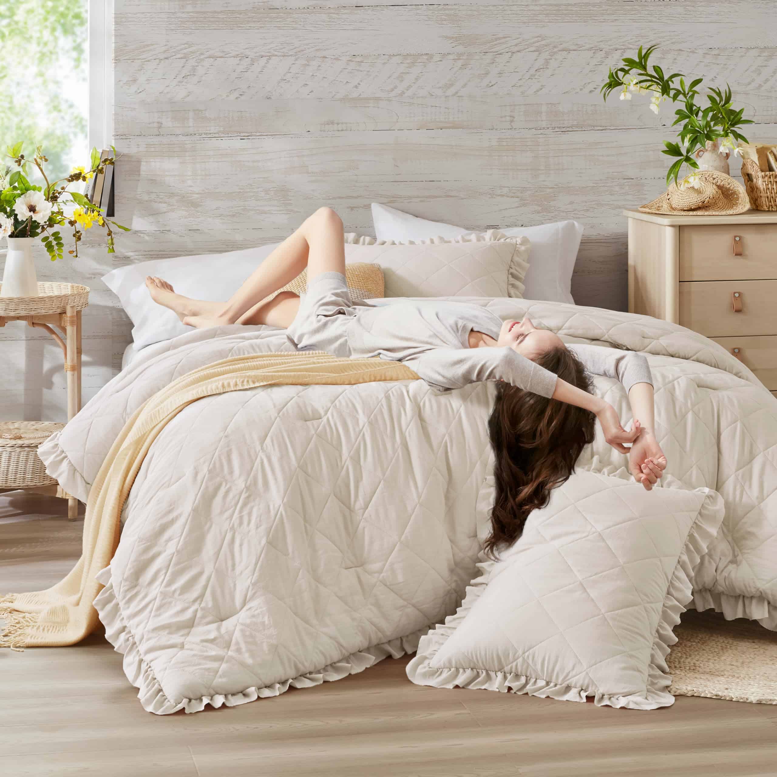 Juego de Ropa de Cama con Volantes, Edredón de Tamaño Queen - Imagen 3