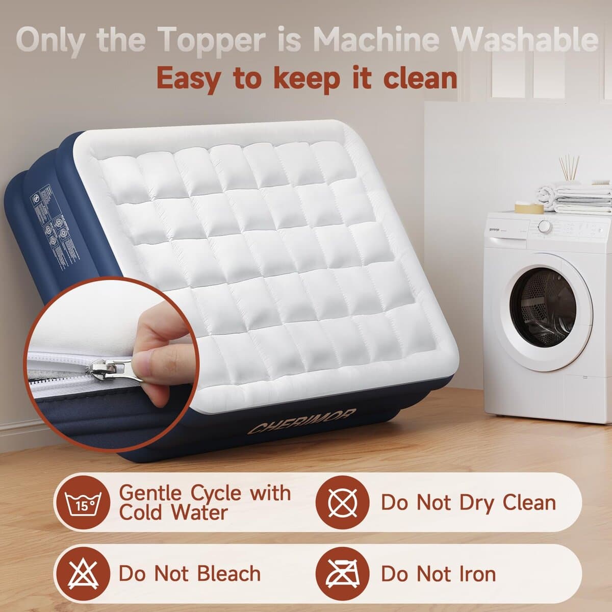 Colchón de Aire CHERIMOR Queen con Bomba Incorporada y - Imagen 10