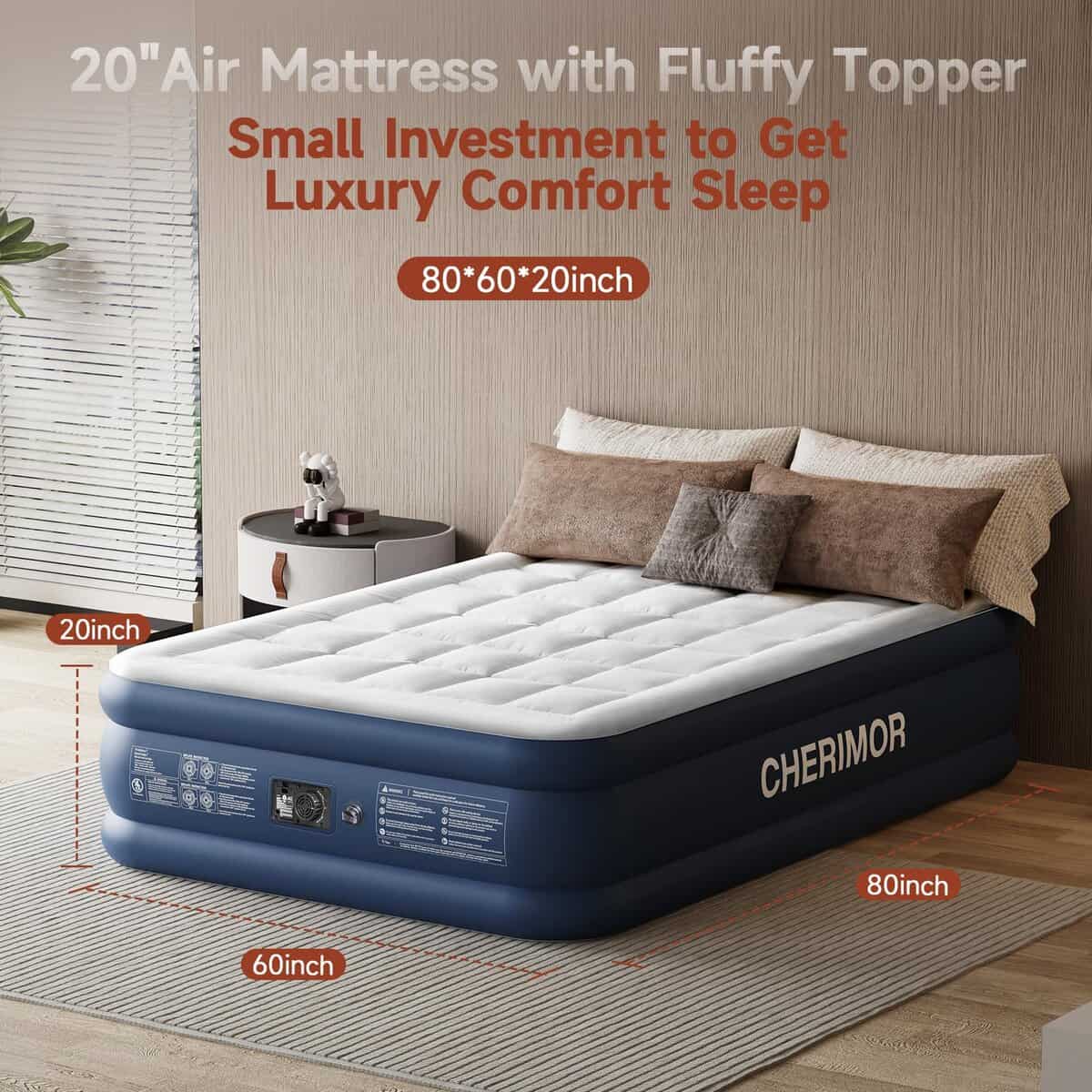 Colchón de Aire CHERIMOR Queen con Bomba Incorporada y - Imagen 6