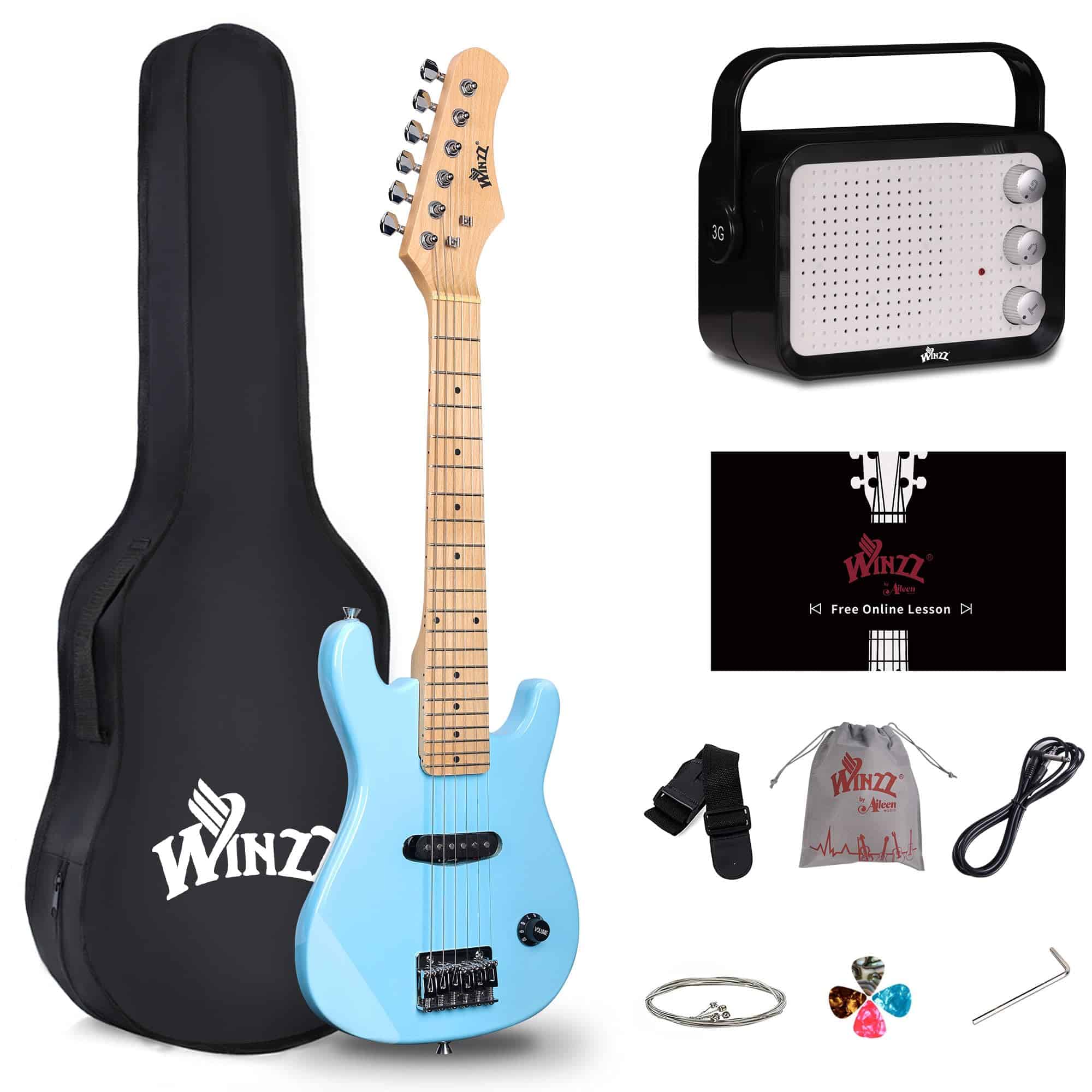 Kit de Guitarra Eléctrica WINZZ de 30 pulgadas -Azul Claro