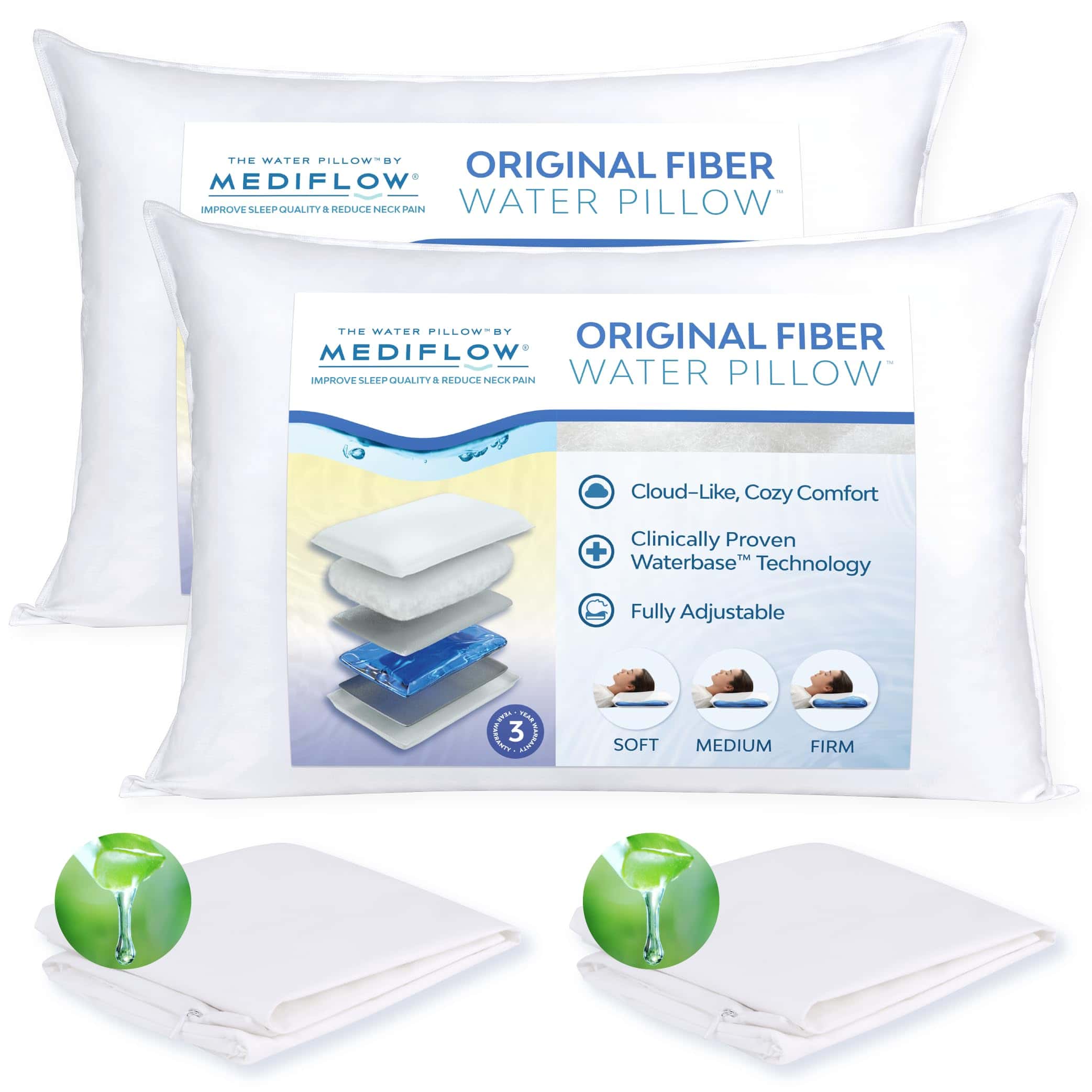 Almohada de Agua de Fibra Mediflow - -Blanco