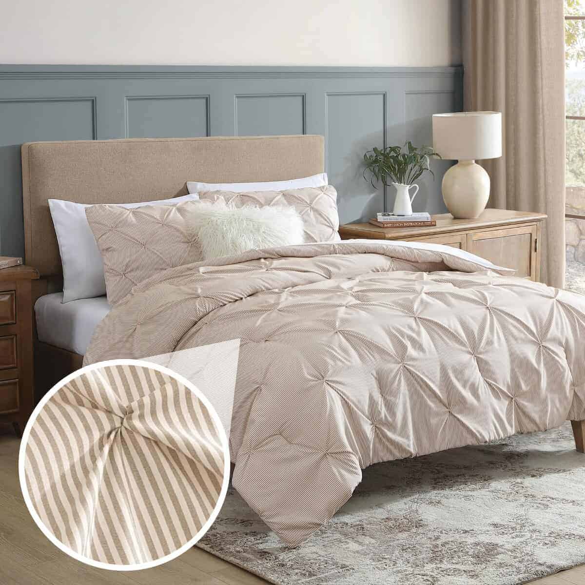 Set de Edredón Twin/Twin XL Pinstripe Taupe de Swift Home -