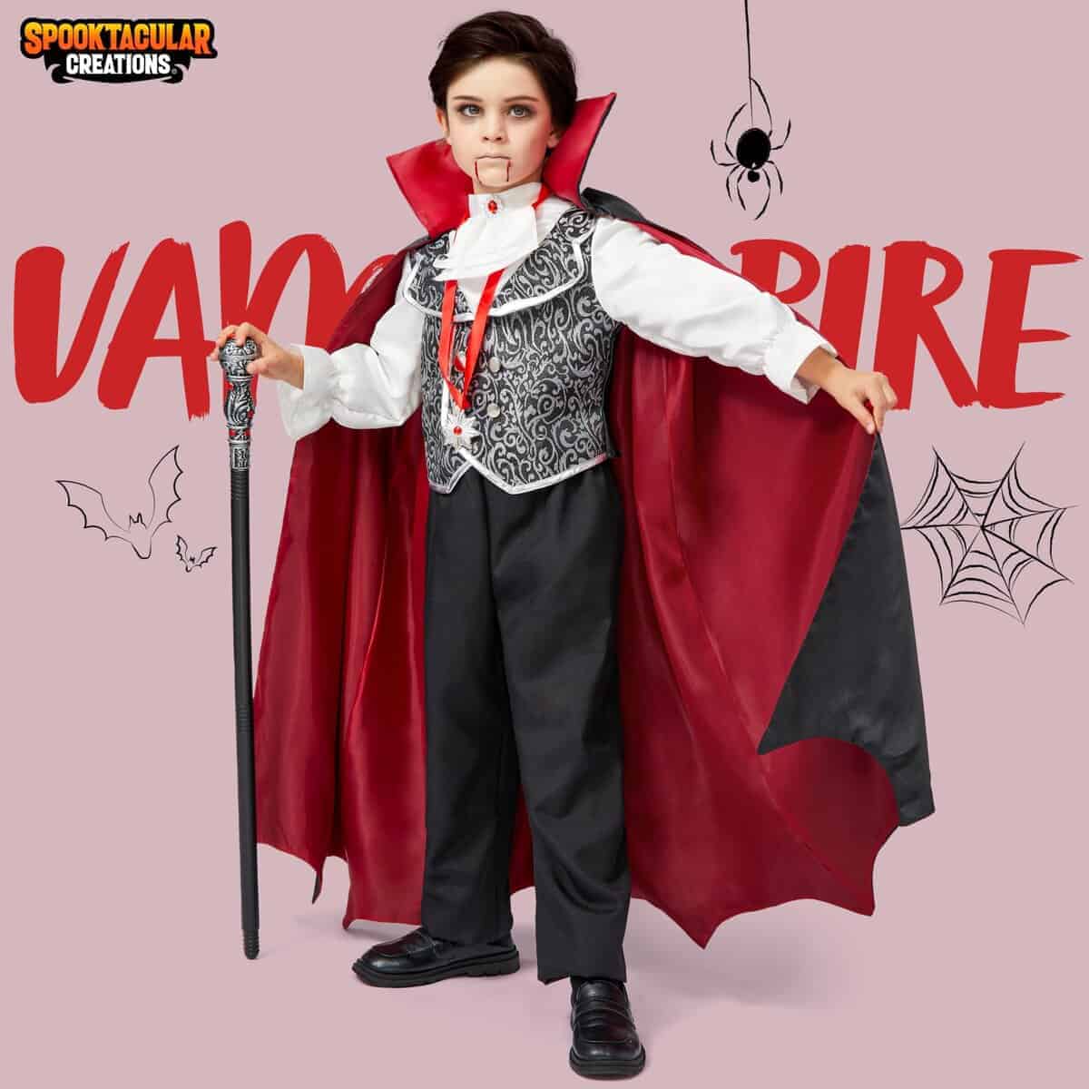 Disfraz de Vampiro Gótico Gris de Lujo para Niños, Set - Imagen 3