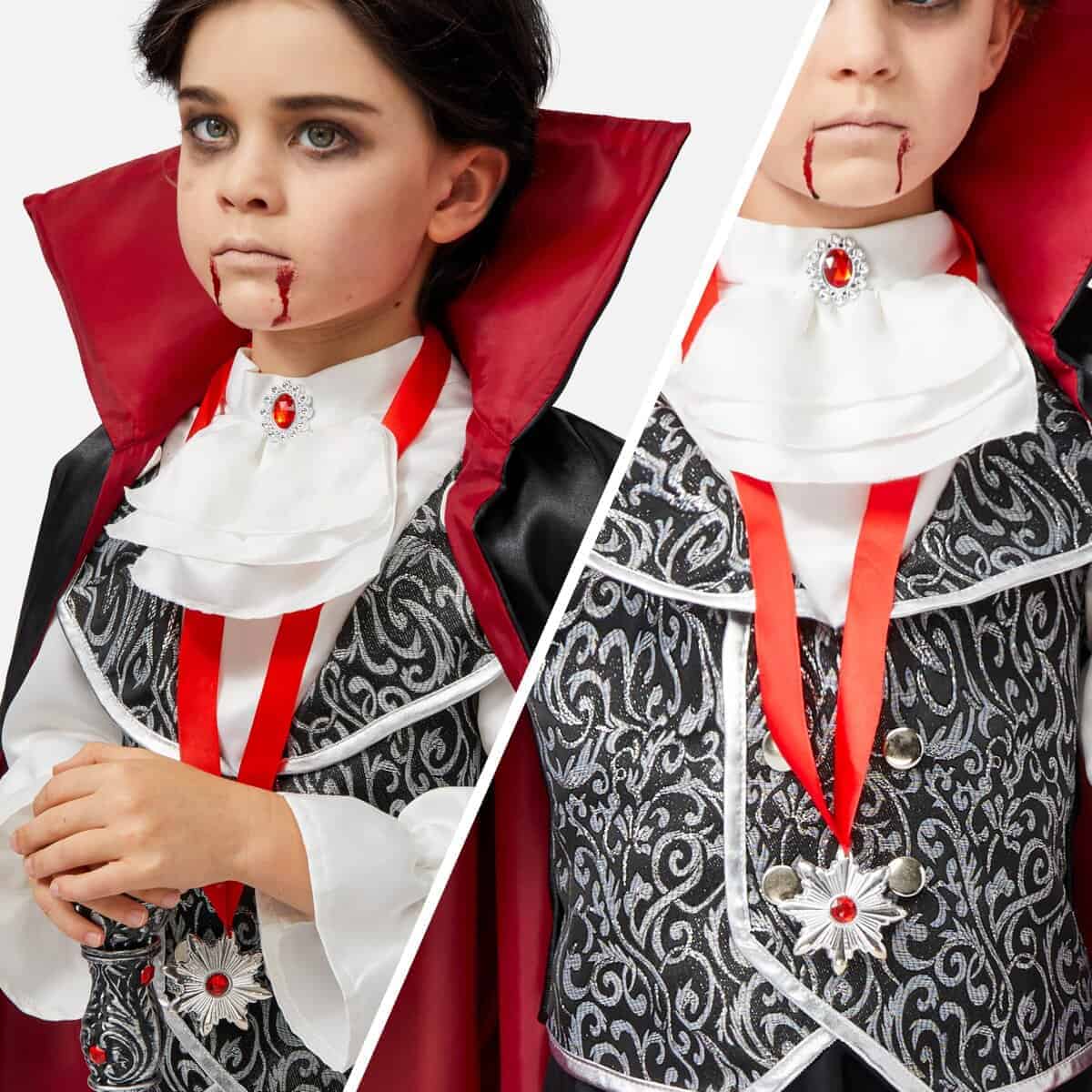 Disfraz de Vampiro Gótico Gris de Lujo para Niños, Set - Imagen 5