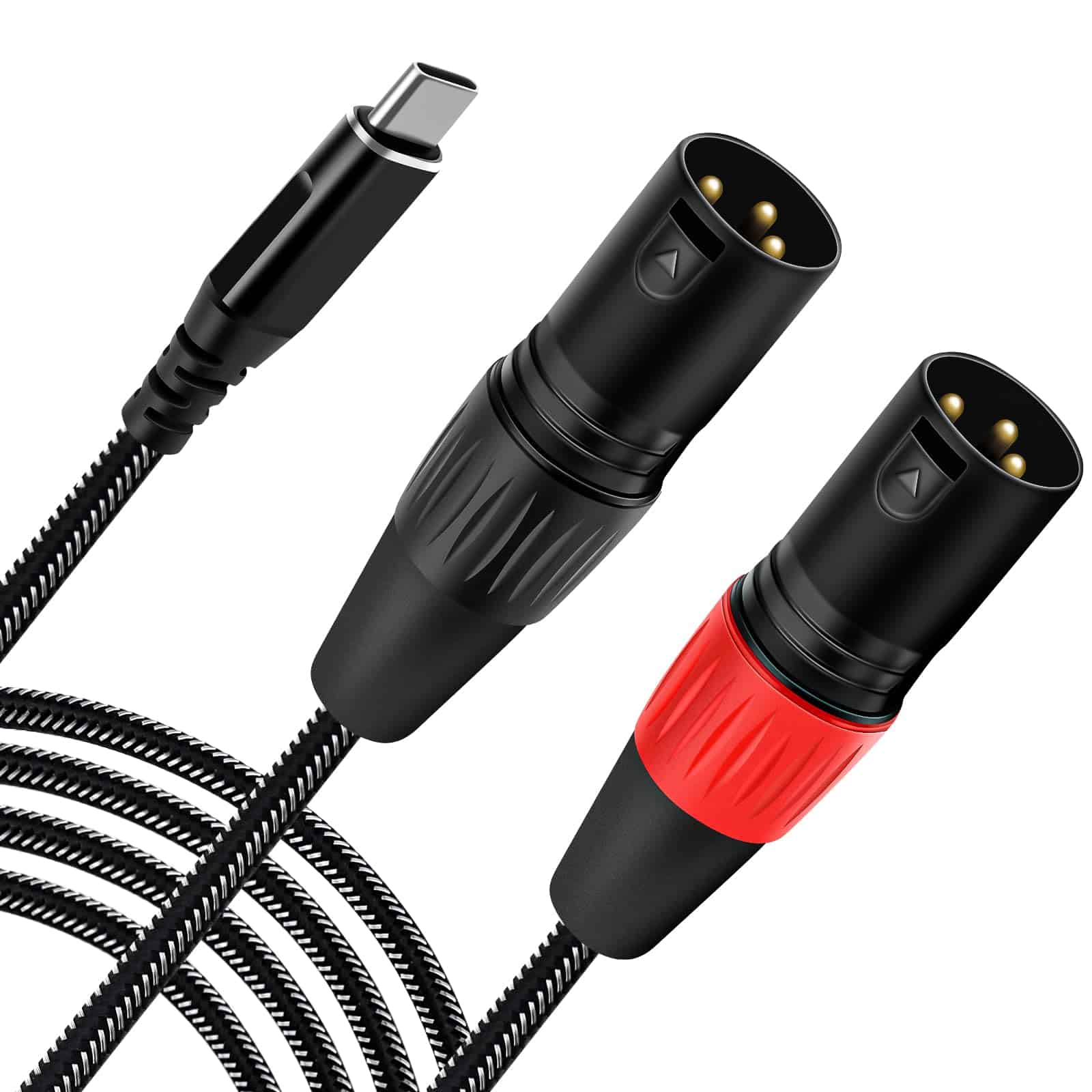 Cable de Audio USB C a Dos Machos XLR, 6.6FT Cable de