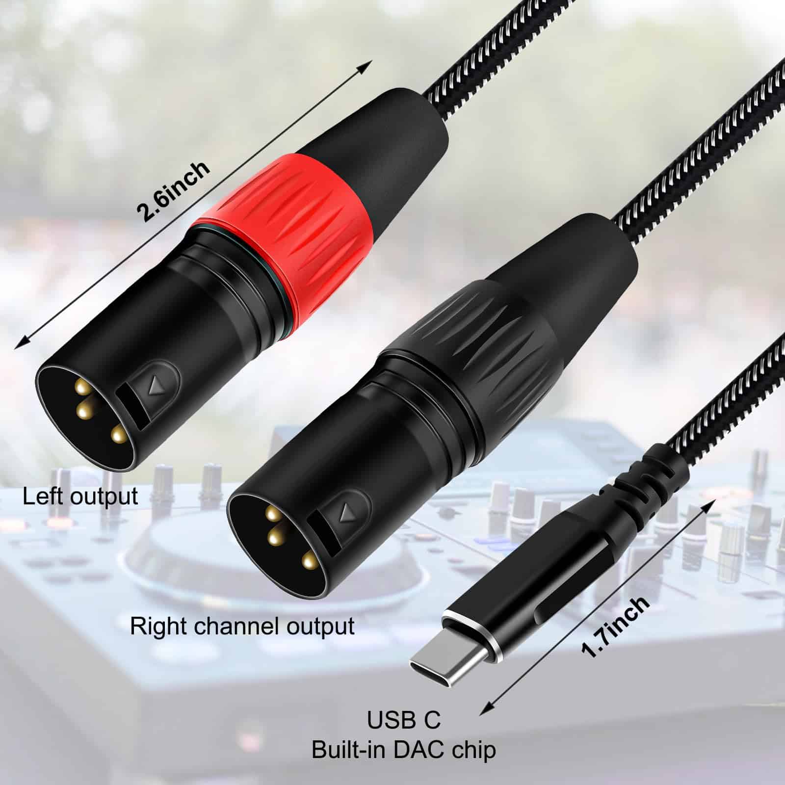 Cable de Audio USB C a Dos Machos XLR, 6.6FT Cable de - Imagen 5