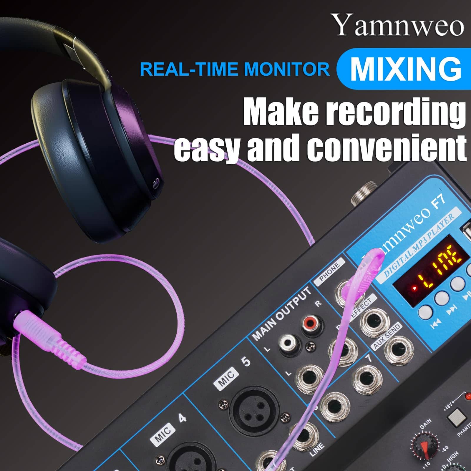 Mixer Profesional Yamnweo GH7 (7 Canales) para DJ de - Imagen 8