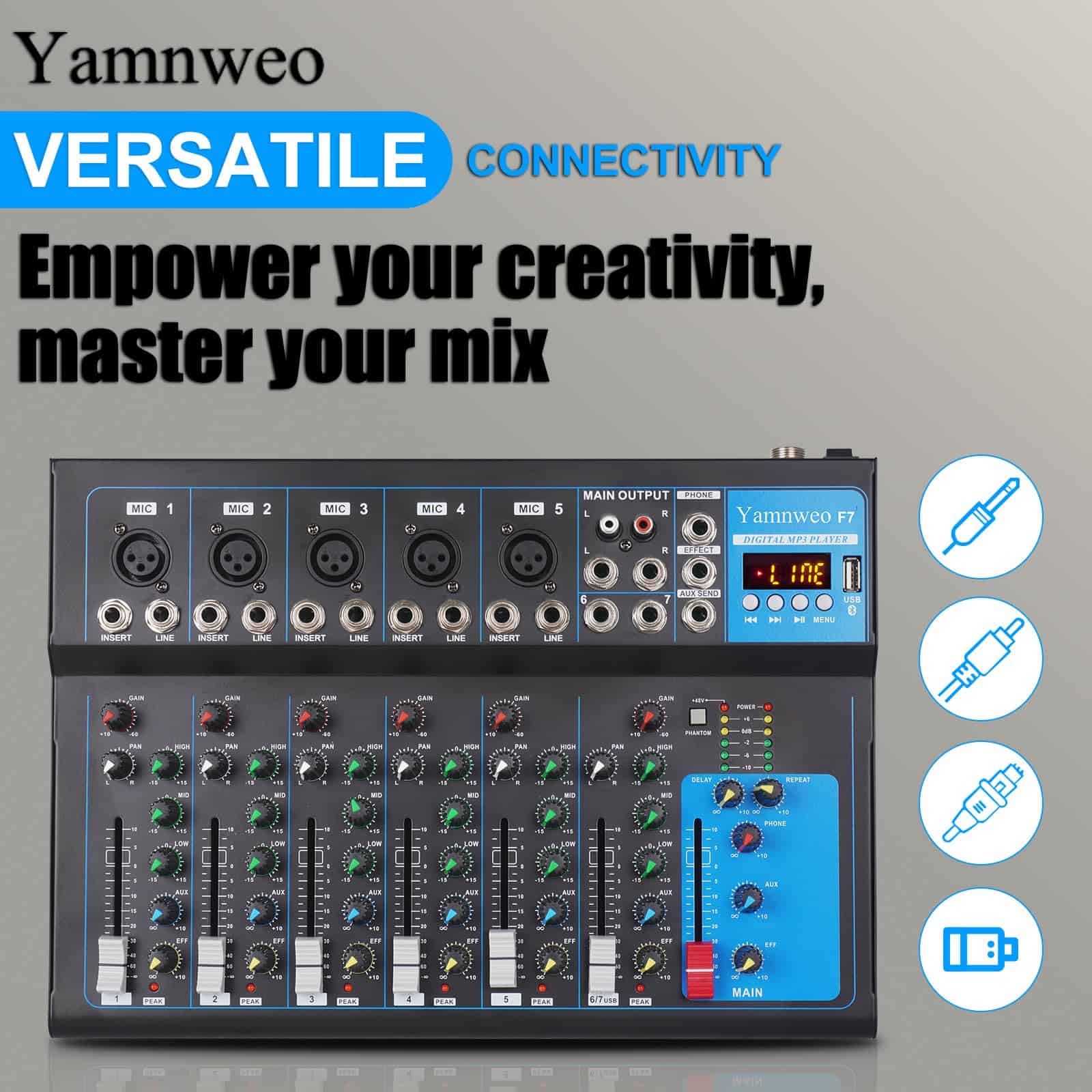 Mixer Profesional Yamnweo GH7 (7 Canales) para DJ de - Imagen 6