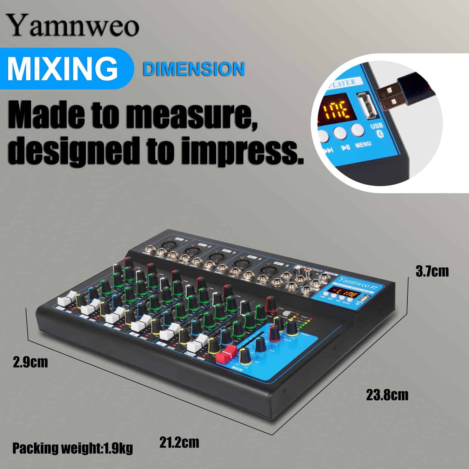 Mixer Profesional Yamnweo GH7 (7 Canales) para DJ de - Imagen 5