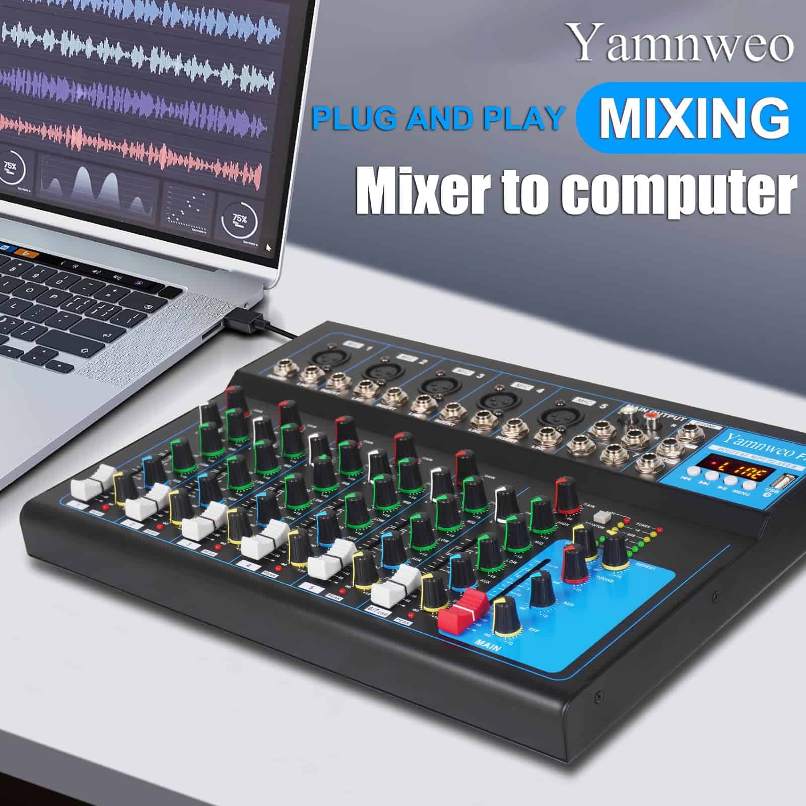 Mixer Profesional Yamnweo GH7 (7 Canales) para DJ de - Imagen 9