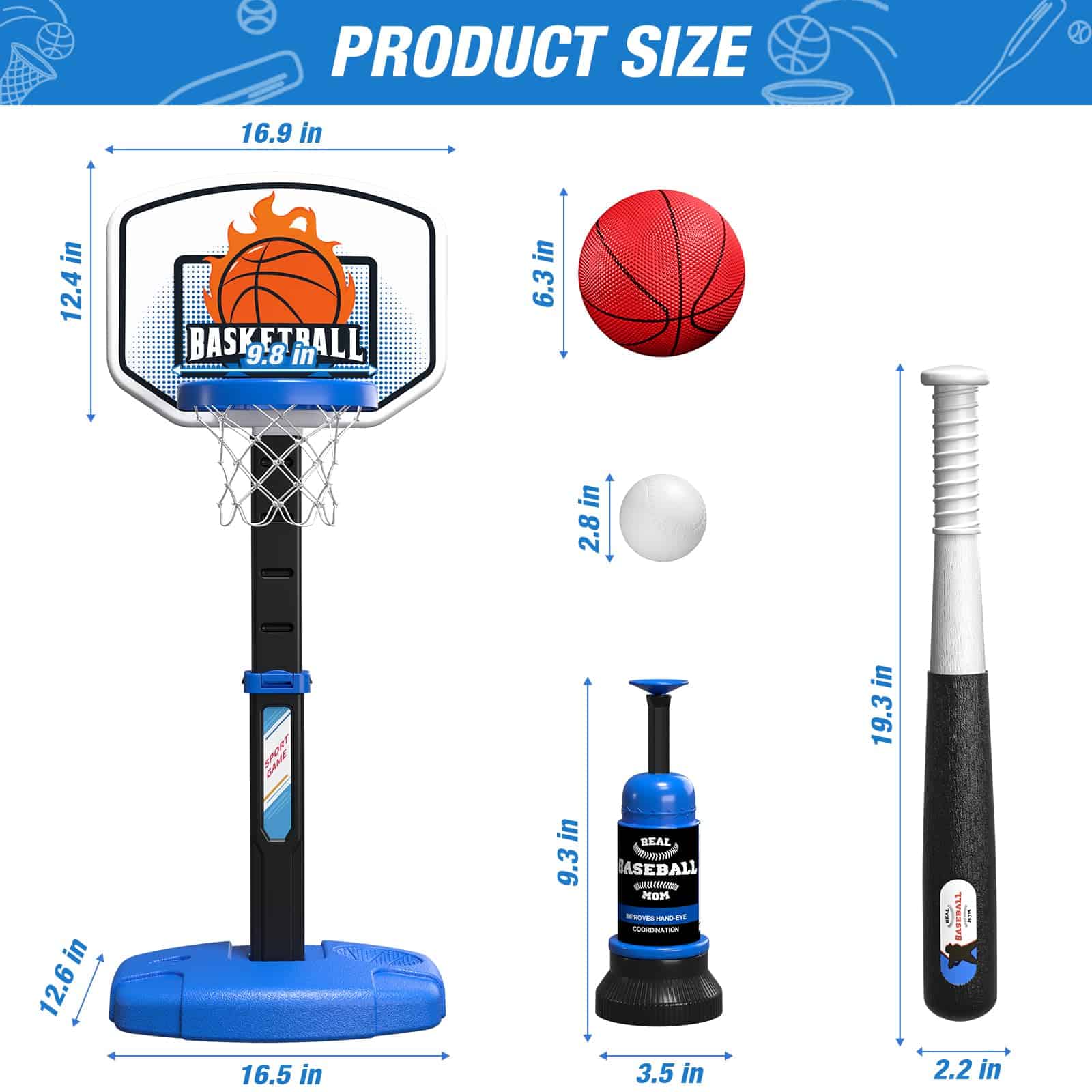 Set de Canasta de Baloncesto y T-Ball 2 en 1 para Niños Wee - Imagen 7