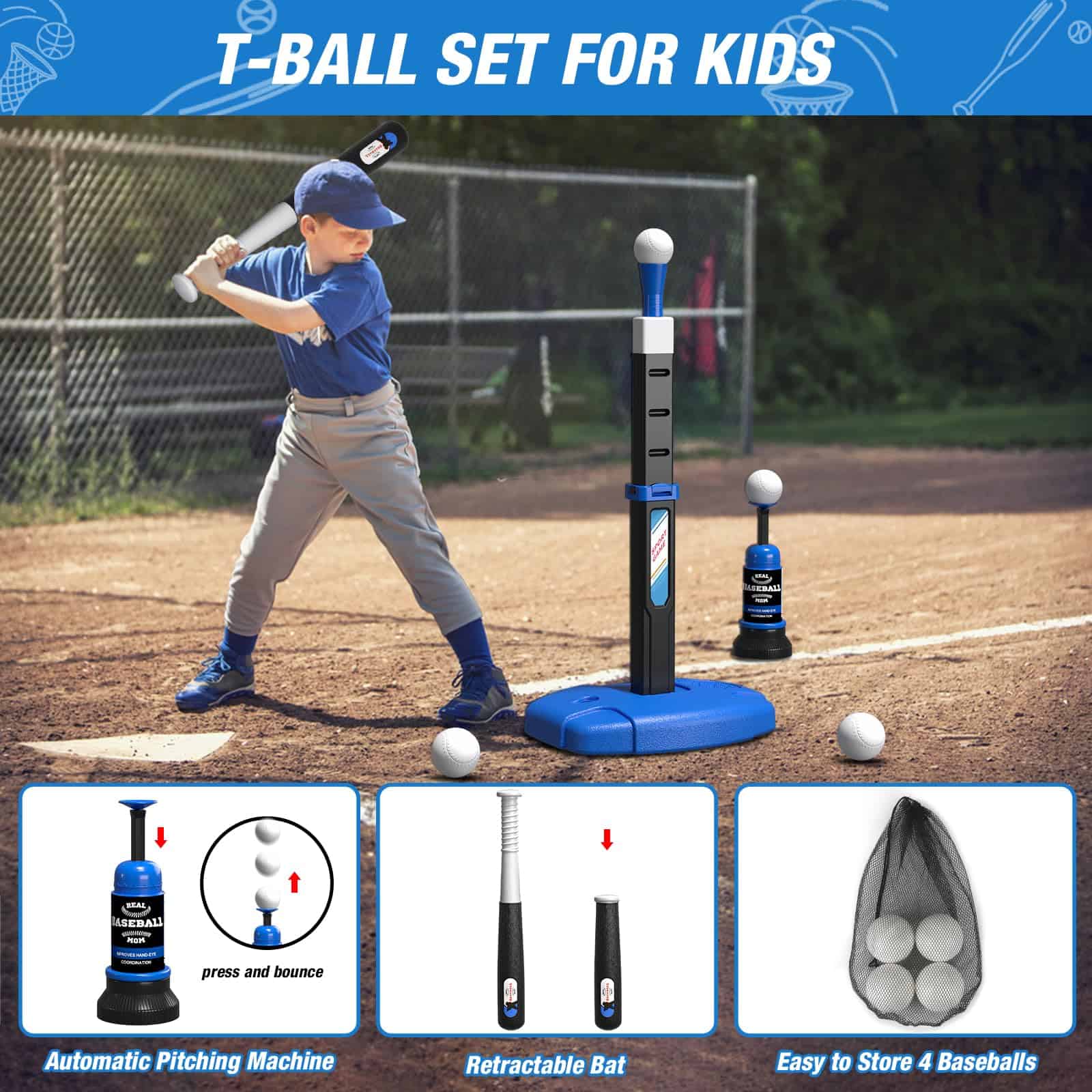 Set de Canasta de Baloncesto y T-Ball 2 en 1 para Niños Wee - Imagen 6