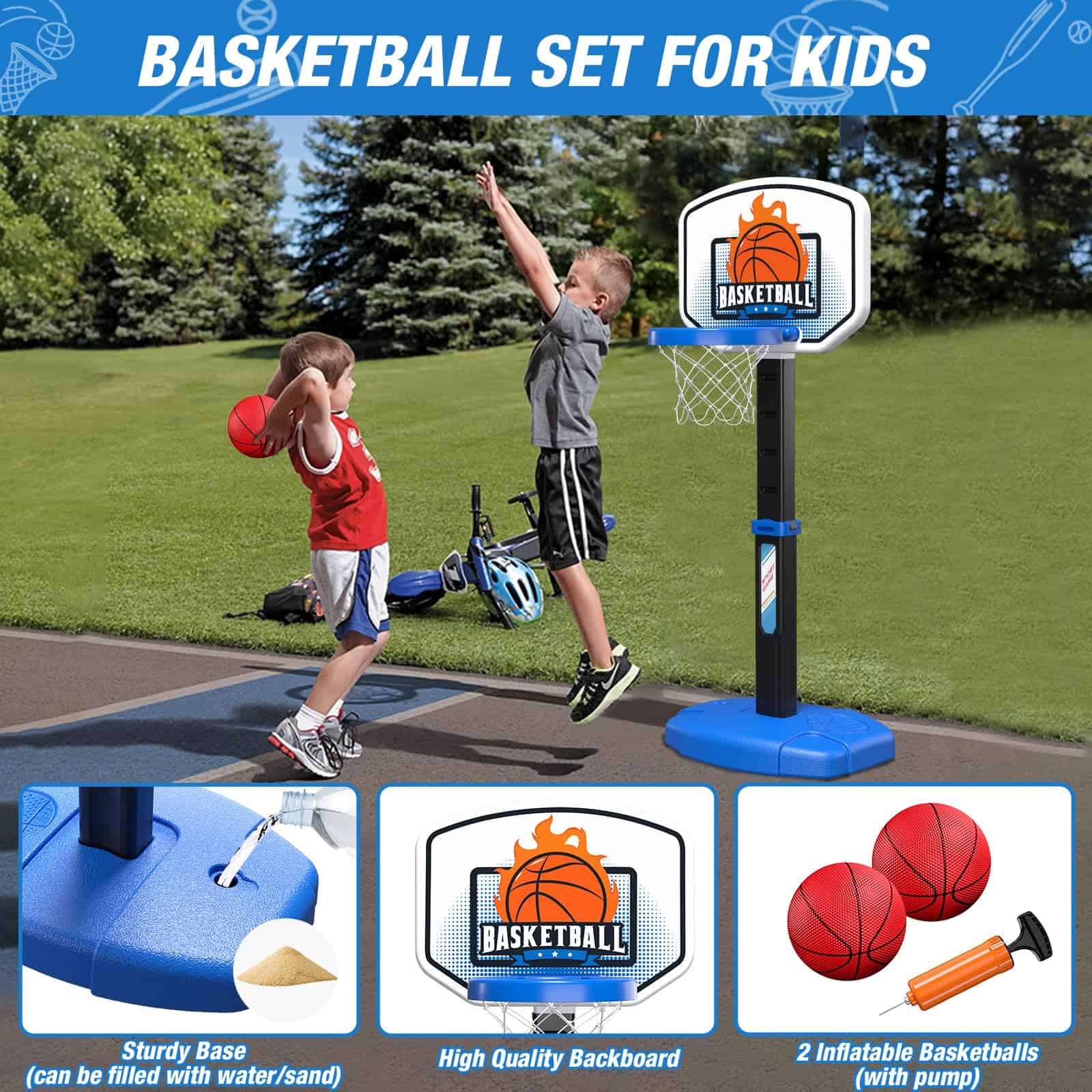 Set de Canasta de Baloncesto y T-Ball 2 en 1 para Niños Wee - Imagen 5