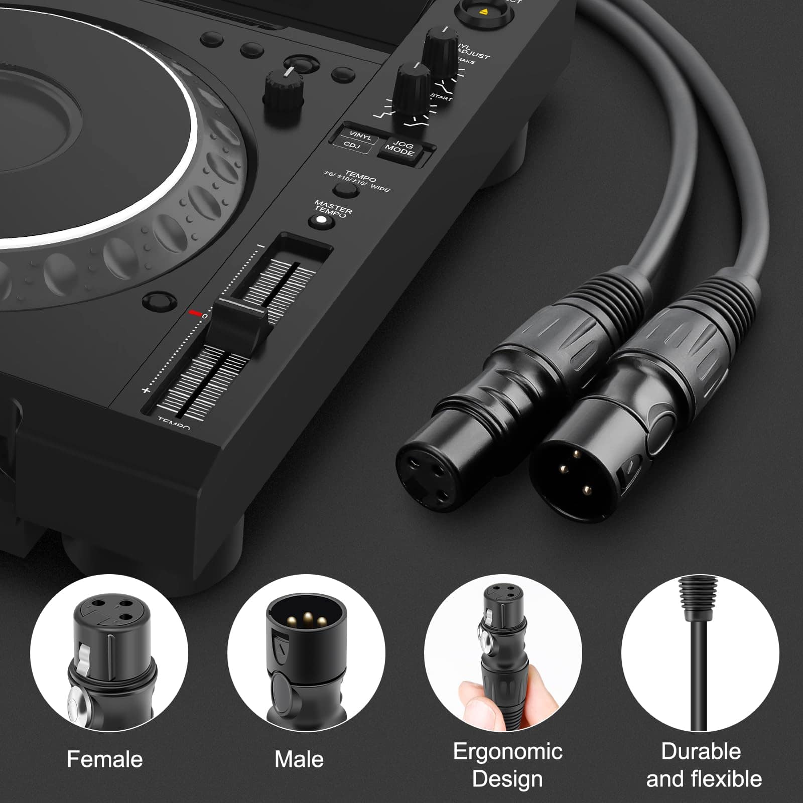 Cable XLR Anewbig, Cable de Micrófono de 25 pies, Cable XLR - Imagen 6