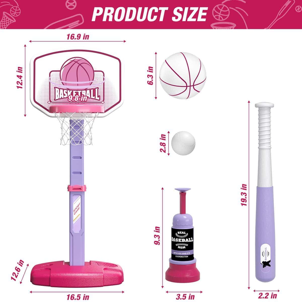 Juego de Canasta de Baloncesto 2 en 1 y Juego de T Ball - Imagen 7