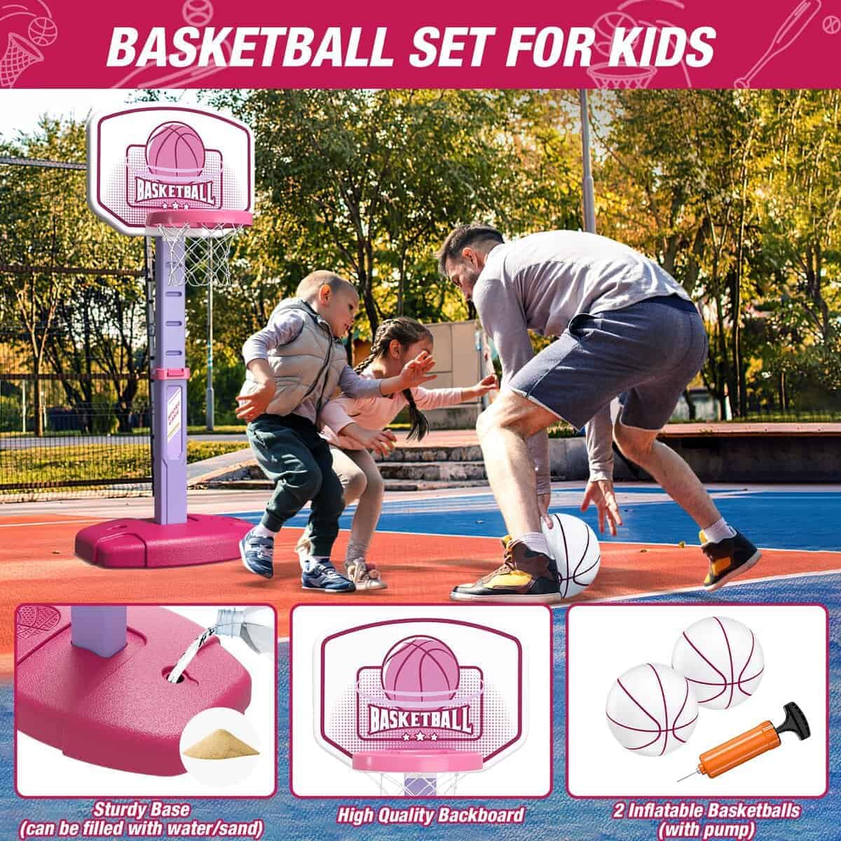 Juego de Canasta de Baloncesto 2 en 1 y Juego de T Ball - Imagen 6