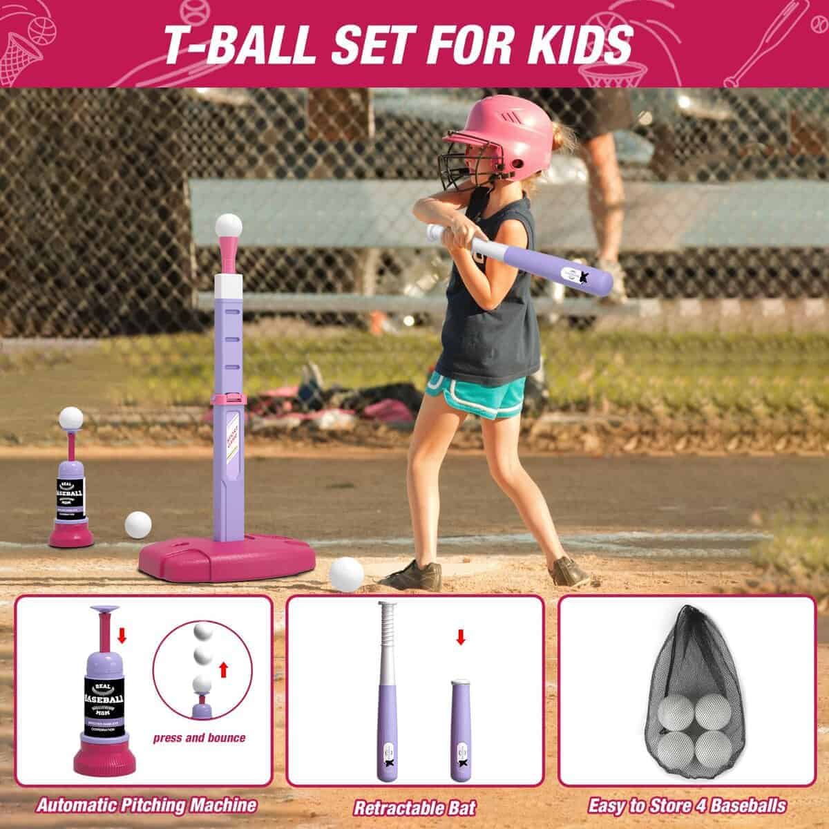 Juego de Canasta de Baloncesto 2 en 1 y Juego de T Ball - Imagen 5