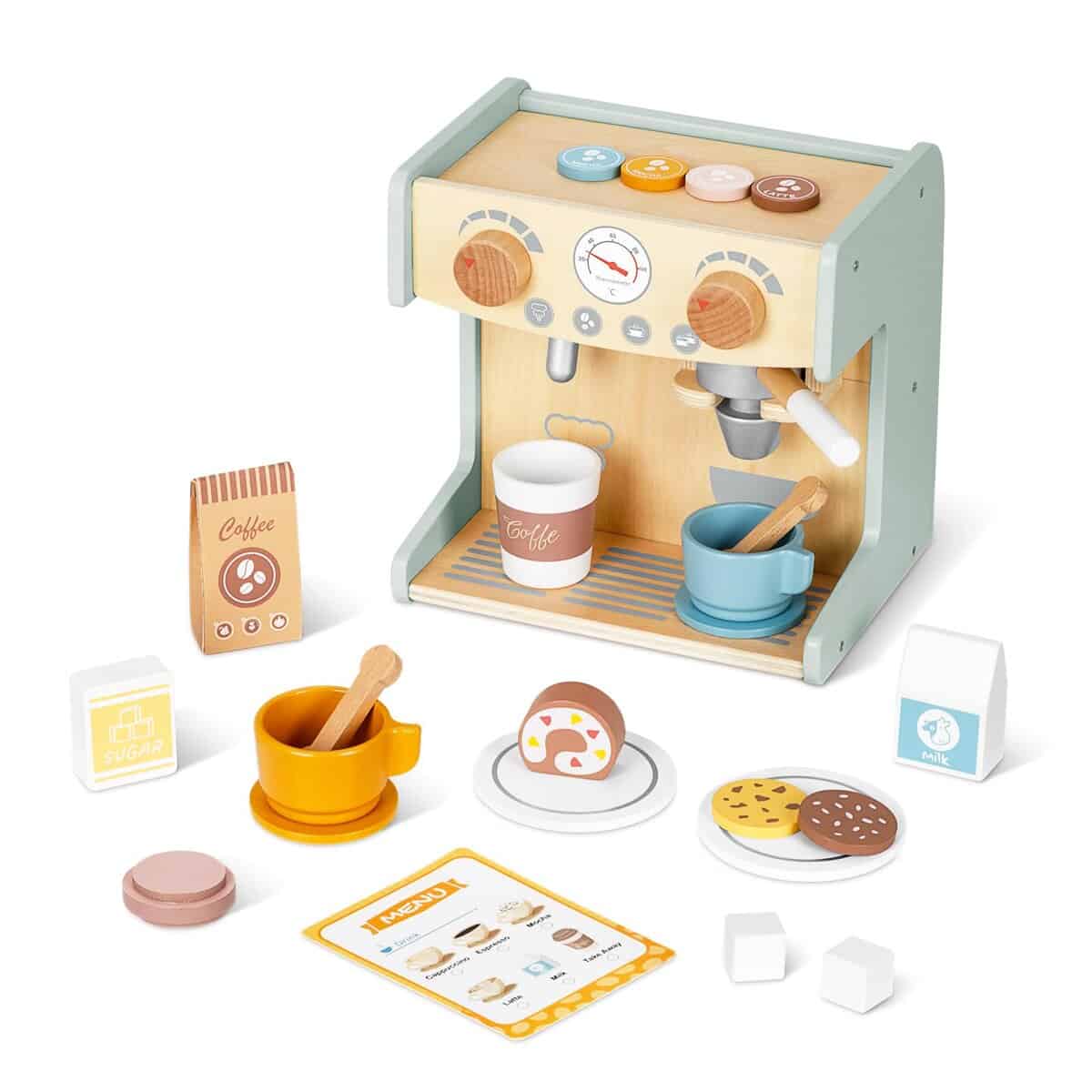 Oook 2 en 1 Juguete Cafetera, Cafetera de Madera para
