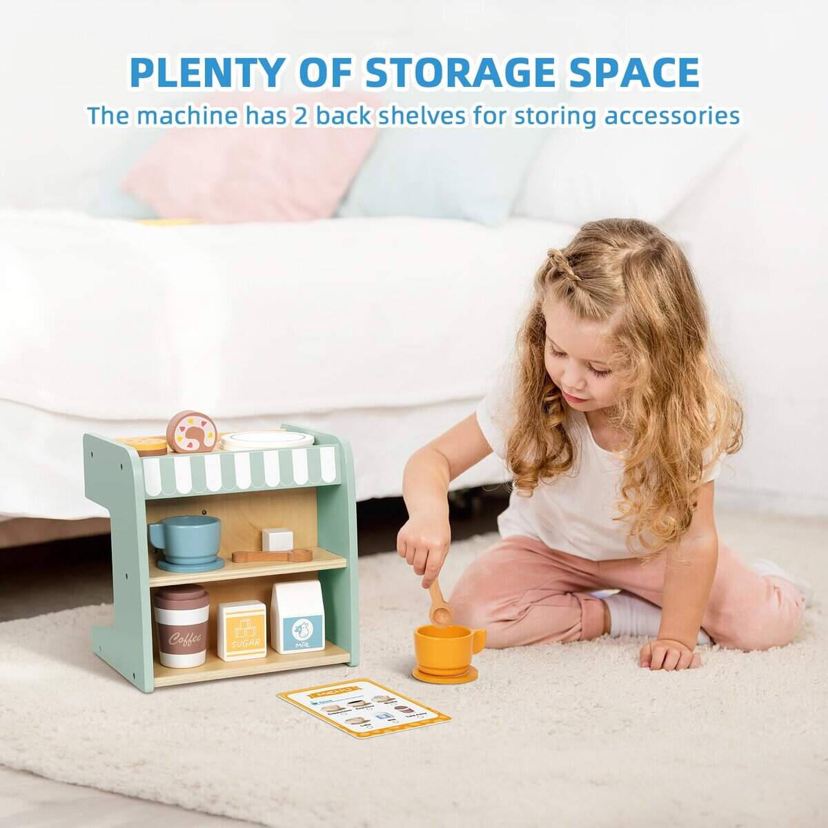 Oook 2 en 1 Juguete Cafetera, Cafetera de Madera para - Imagen 7