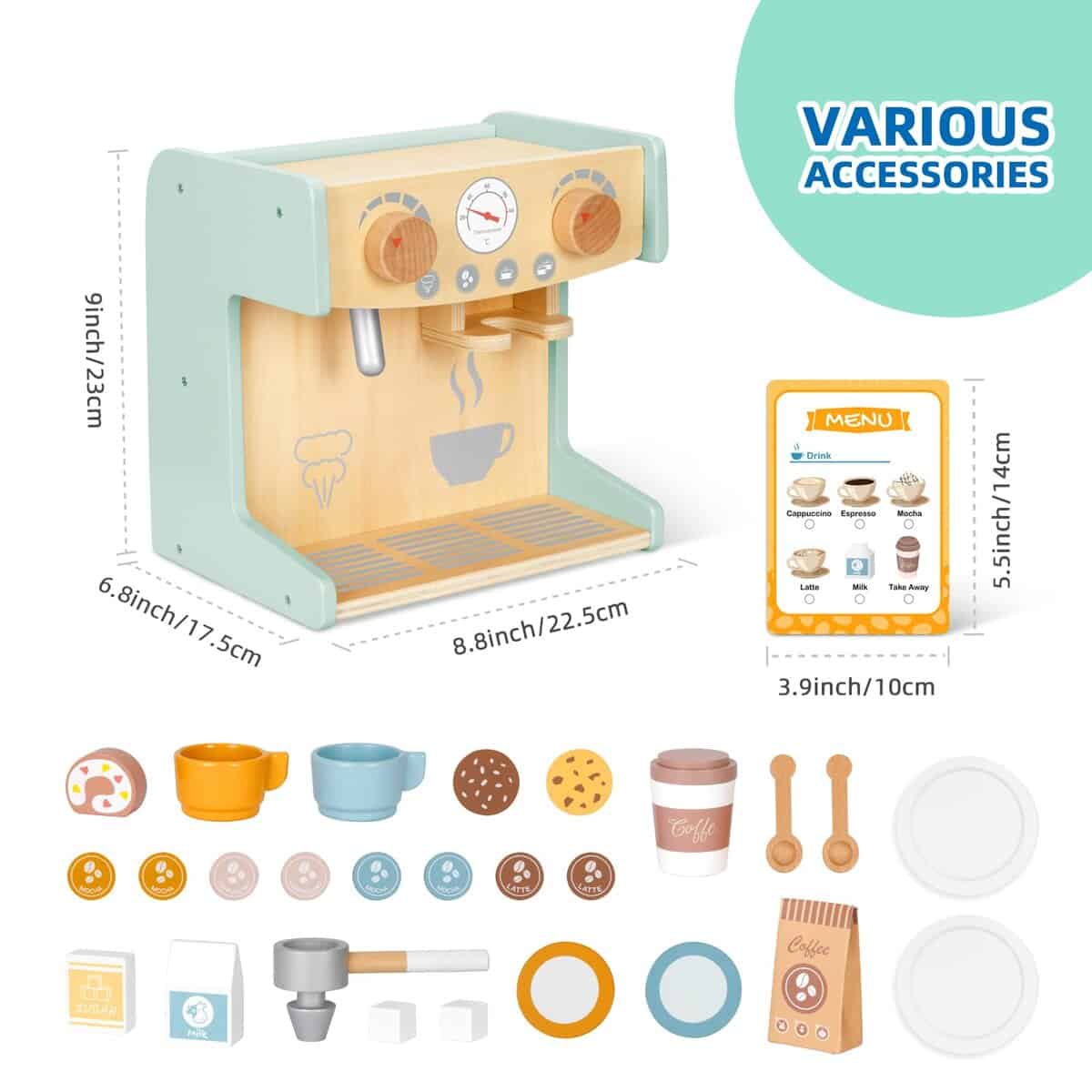 Oook 2 en 1 Juguete Cafetera, Cafetera de Madera para - Imagen 8