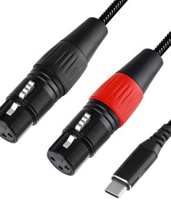 Cable de Audio USB C a Doble XLR Hembra, 6.6FT Adaptador