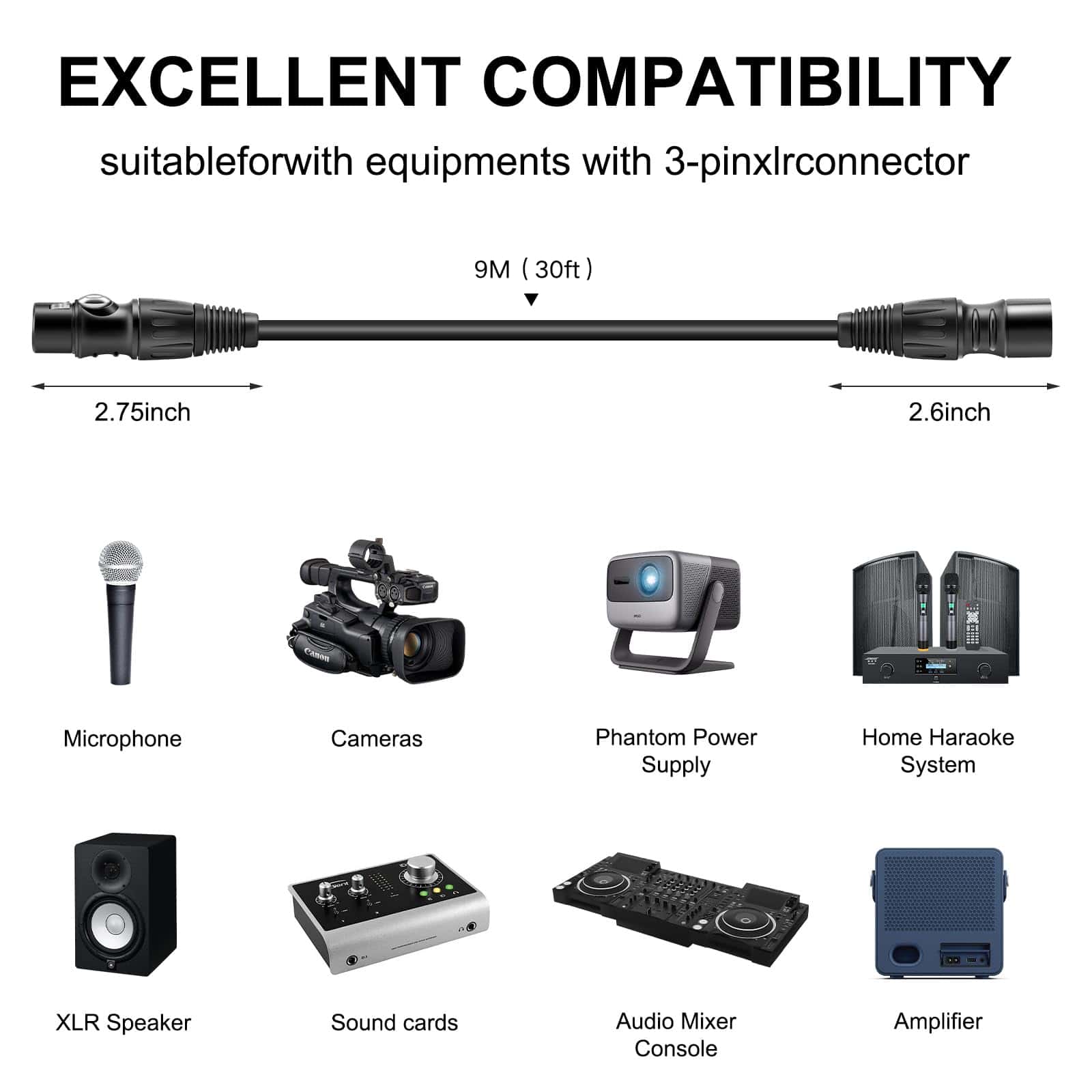 Cables XLR Anewbig, Paquete de 2 Cables para Micrófono de - Imagen 4