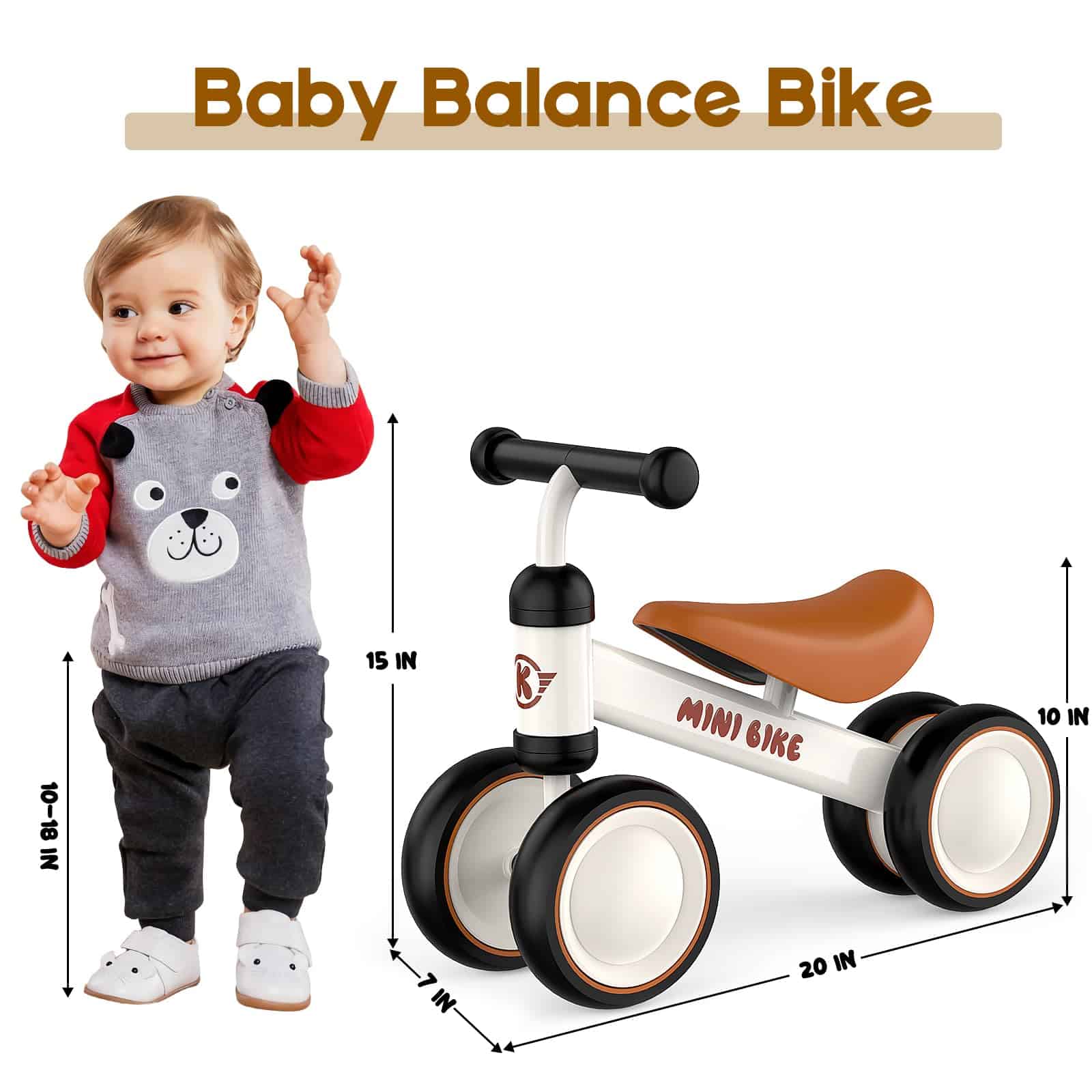 YOFIDI Bicicleta de Equilibrio para Bebés de -Crema - Imagen 4