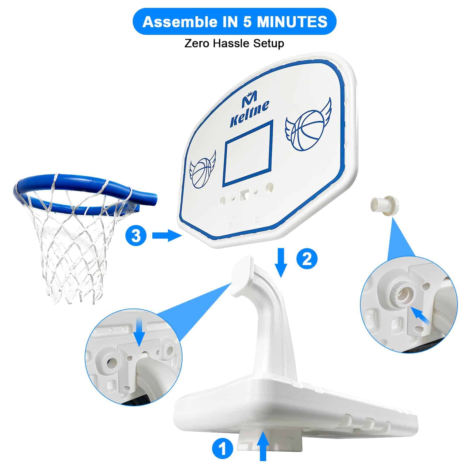 Aro de Baloncesto para Piscina, 34"x34"x42.2" Juguetes - Imagen 5