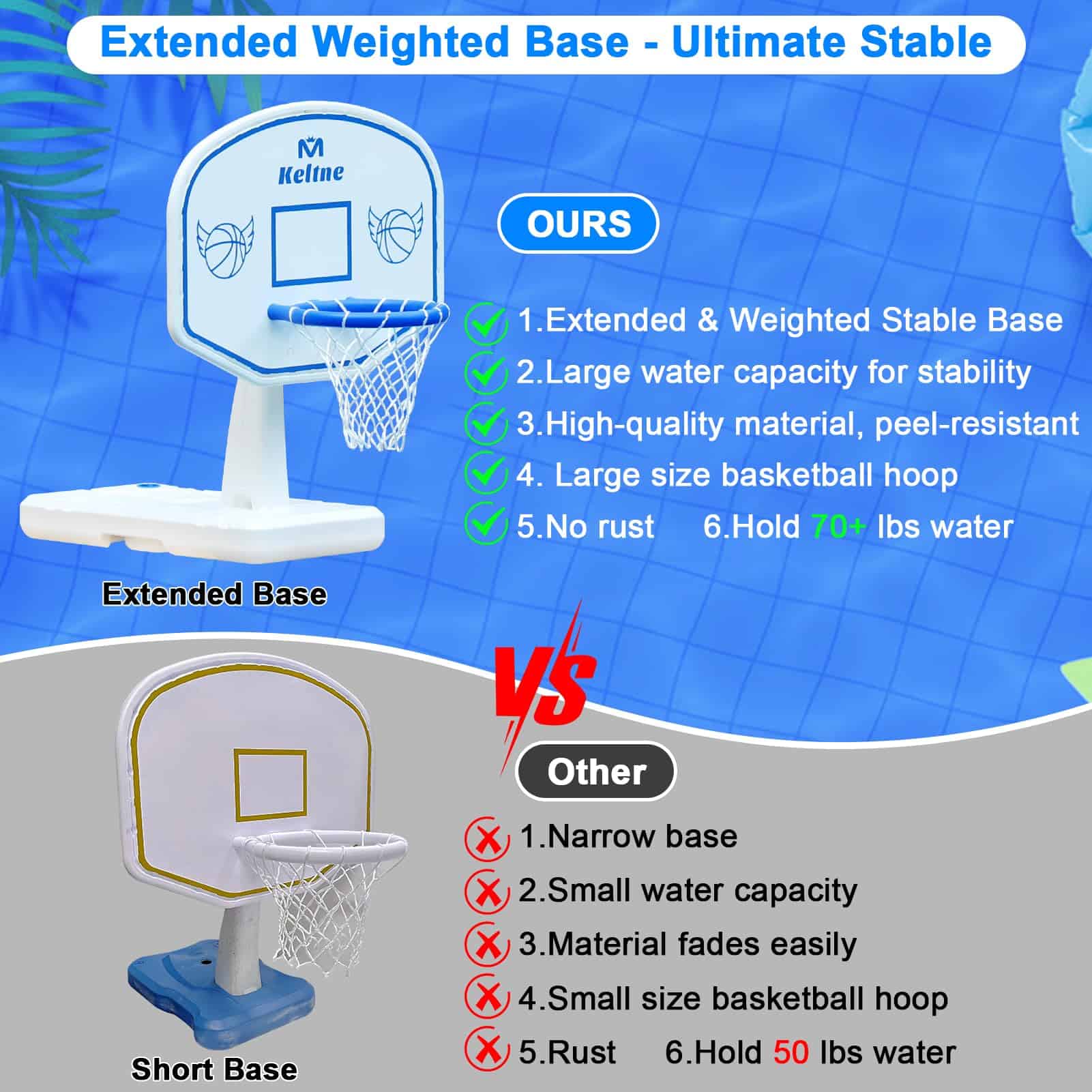 Aro de Baloncesto para Piscina, 34"x34"x42.2" Juguetes - Imagen 3