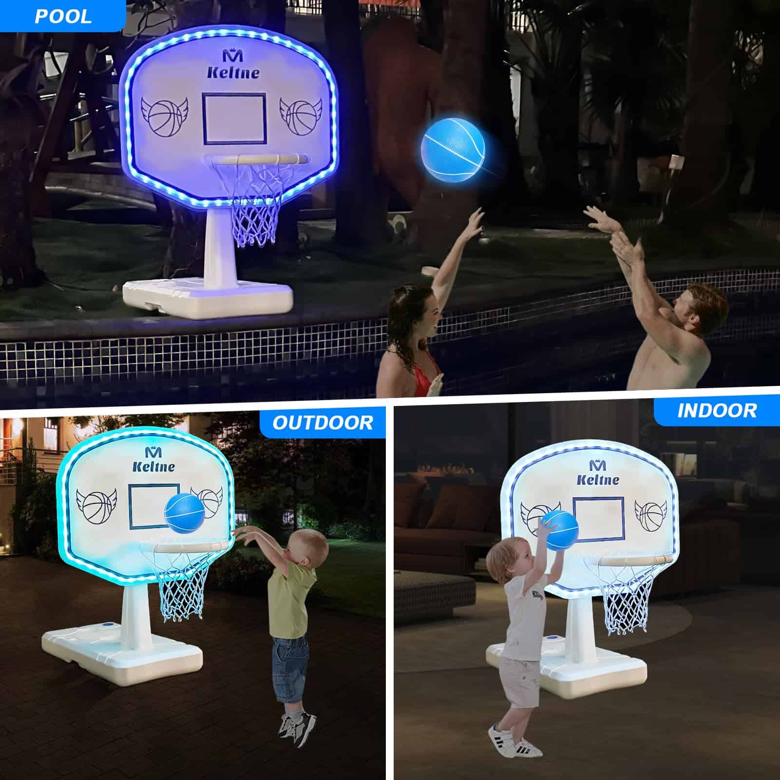 Canasta de Baloncesto Solar para Piscina con Luces, - Imagen 6