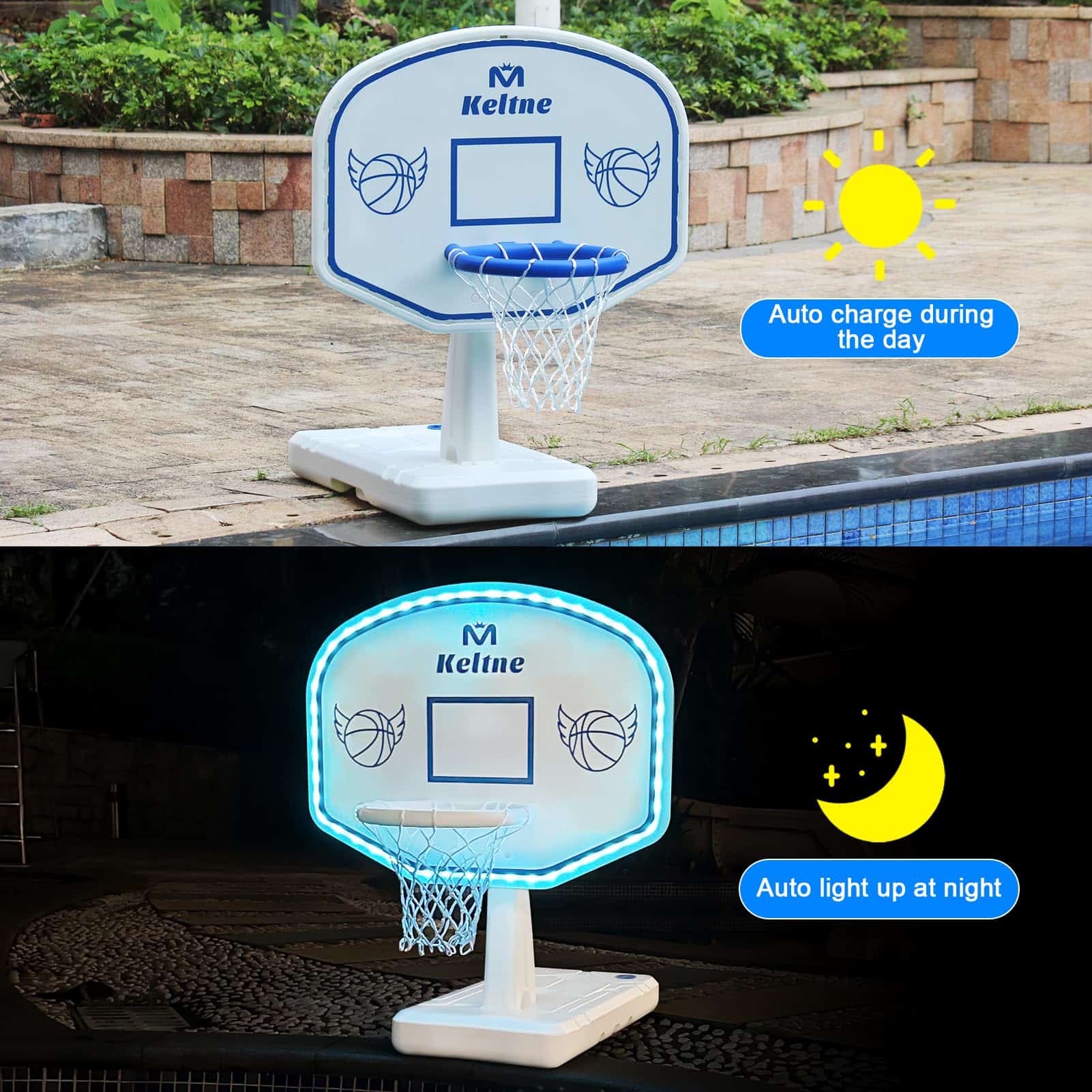 Canasta de Baloncesto Solar para Piscina con Luces, - Imagen 4