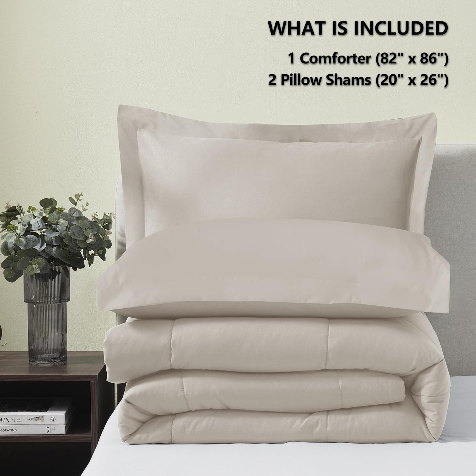 Juego de edredón completo CozyLux - Edredón beige tamaño - Imagen 7