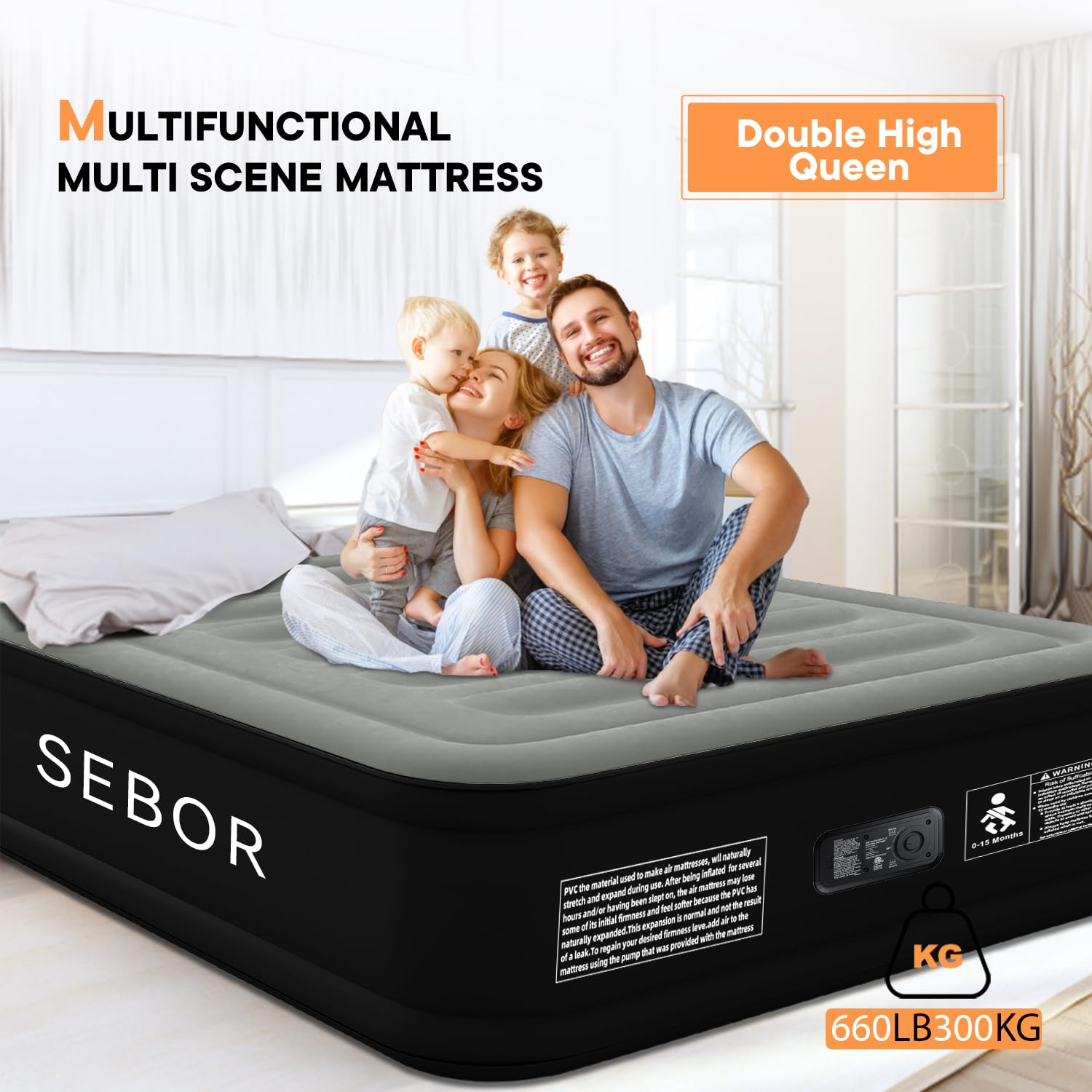 Colchón de Aire Queen de Lujo Sebor con Bomba Incorporada, - Imagen 8