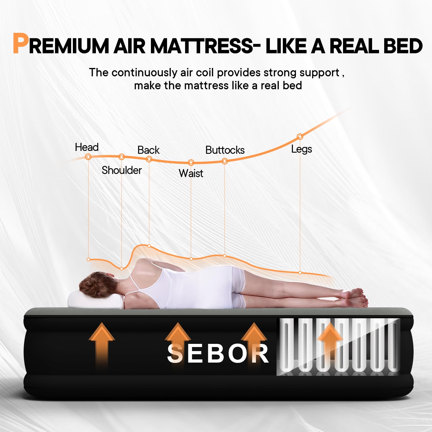 Colchón de Aire Queen de Lujo Sebor con Bomba Incorporada, - Imagen 4