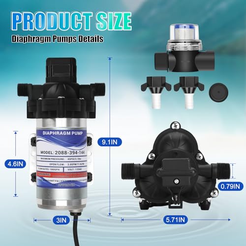 Bomba de Agua para RV, Bomba de Diafragma 12V, 2088-394-144 - Imagen 7