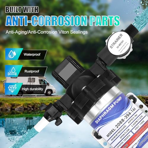 Bomba de Agua para RV, Bomba de Diafragma 12V, 2088-394-144 - Imagen 6